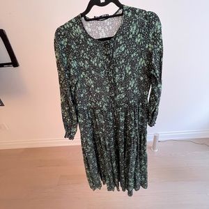 Black and green floral dress